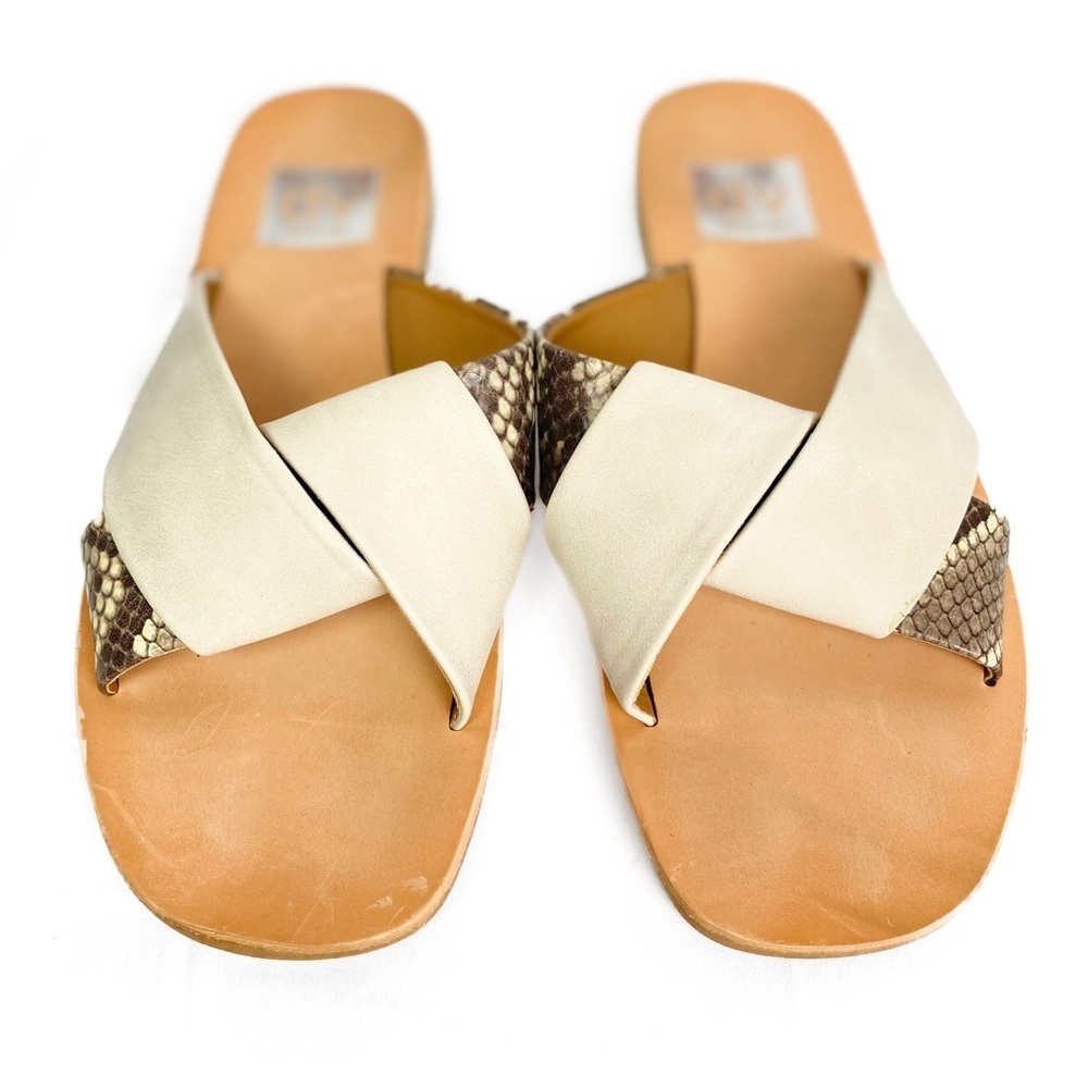 Dolce Vita Womens Sandals 6 Ivory Snakeskin Slides Neutral‎ Beachy Casual - Picture 5 of 13